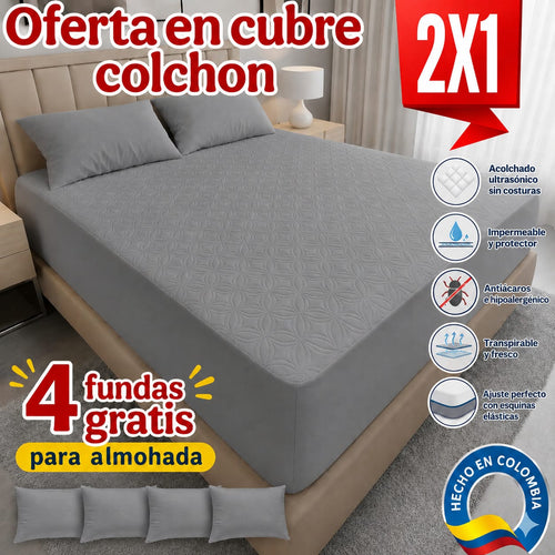 OFERTA EN CUBRE COLCHON PAGUE 1 LLEVE 2 + 4 FUNDAS DE ALMOHADA GRATIS